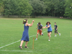 Is she batting or catching?