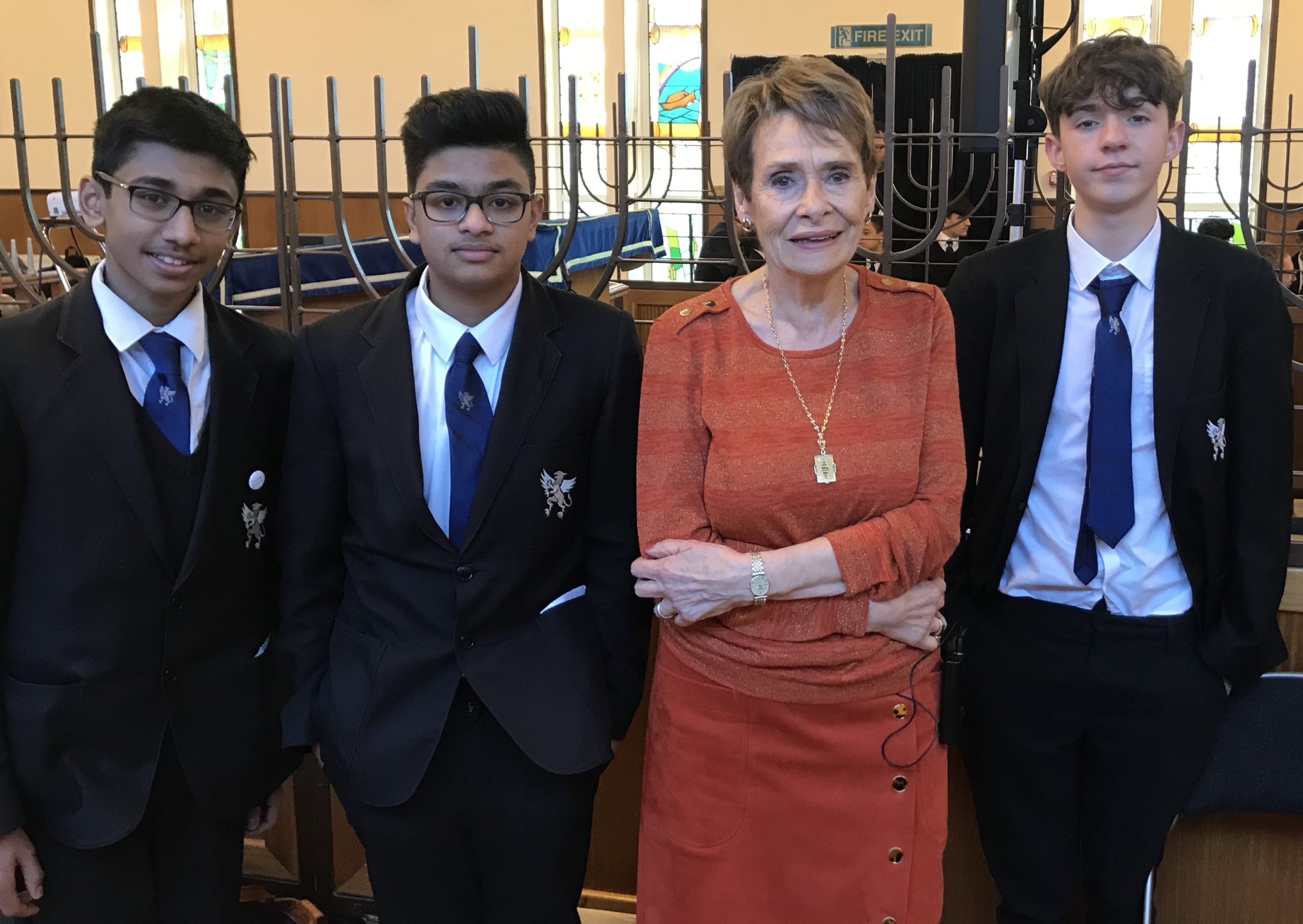 Speaker Annick Lever with Year 9 students from Souuthborough Boys School, Kingston